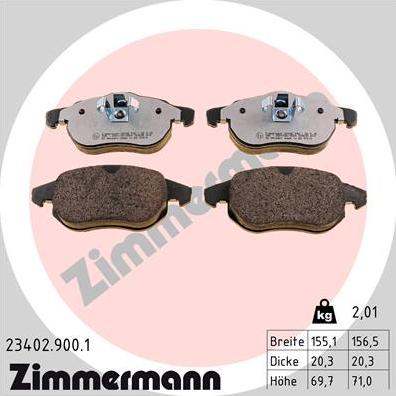 Zimmermann 23402.900.1 - Əyləc altlığı dəsti, əyləc diski furqanavto.az