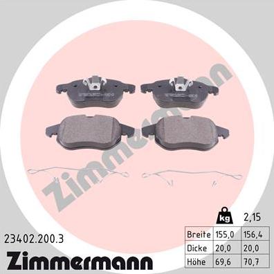 Zimmermann 23402.200.3 - Əyləc altlığı dəsti, əyləc diski furqanavto.az