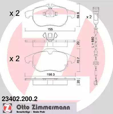Zimmermann 23402.200.2 - Əyləc altlığı dəsti, əyləc diski furqanavto.az