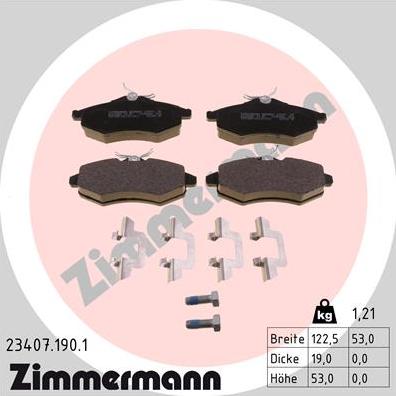 Zimmermann 23407.190.1 - Əyləc altlığı dəsti, əyləc diski furqanavto.az