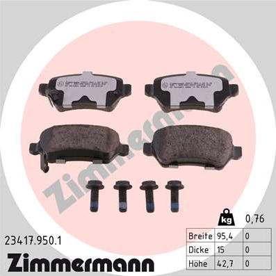 Zimmermann 23417.950.1 - Əyləc altlığı dəsti, əyləc diski furqanavto.az