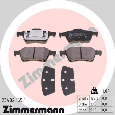 Zimmermann 23482.165.1 - Əyləc altlığı dəsti, əyləc diski furqanavto.az