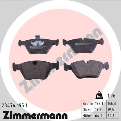 Zimmermann 23474.195.1 - Əyləc altlığı dəsti, əyləc diski furqanavto.az