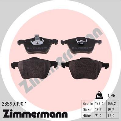 Zimmermann 23590.190.1 - Əyləc altlığı dəsti, əyləc diski furqanavto.az