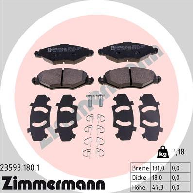 Zimmermann 23598.180.1 - Əyləc altlığı dəsti, əyləc diski furqanavto.az