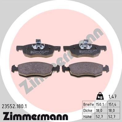 Zimmermann 23552.180.1 - Əyləc altlığı dəsti, əyləc diski furqanavto.az