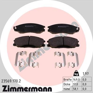 Zimmermann 23569.170.2 - Əyləc altlığı dəsti, əyləc diski furqanavto.az