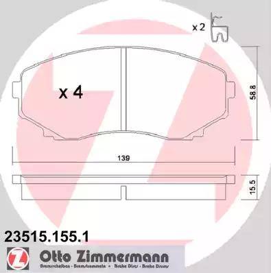 Zimmermann 23515.155.1 - Əyləc altlığı dəsti, əyləc diski furqanavto.az