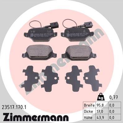 Zimmermann 23517.170.1 - Əyləc altlığı dəsti, əyləc diski furqanavto.az