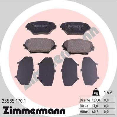 Zimmermann 23585.170.1 - Əyləc altlığı dəsti, əyləc diski furqanavto.az