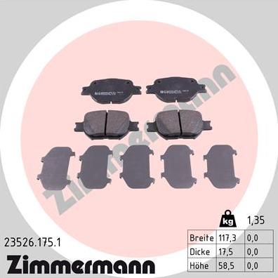Zimmermann 23526.175.1 - Əyləc altlığı dəsti, əyləc diski furqanavto.az
