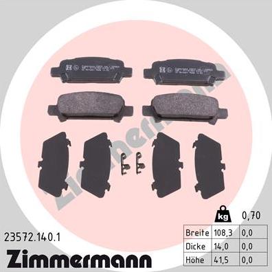 Zimmermann 23572.140.1 - Əyləc altlığı dəsti, əyləc diski furqanavto.az