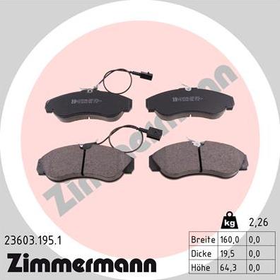 Zimmermann 23603.195.1 - Əyləc altlığı dəsti, əyləc diski furqanavto.az