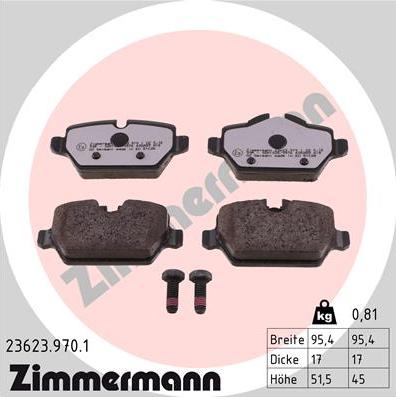 Zimmermann 23623.970.1 - Əyləc altlığı dəsti, əyləc diski furqanavto.az