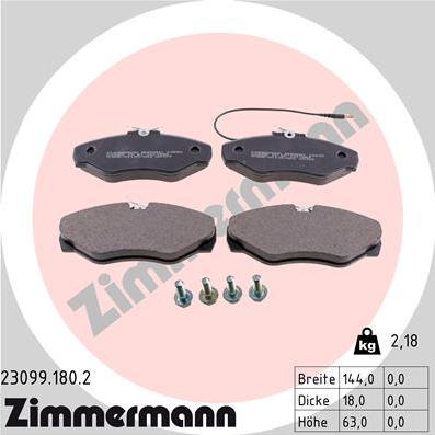 Zimmermann 23099.180.2 - Əyləc altlığı dəsti, əyləc diski furqanavto.az