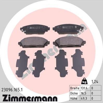 Zimmermann 23096.165.1 - Əyləc altlığı dəsti, əyləc diski furqanavto.az