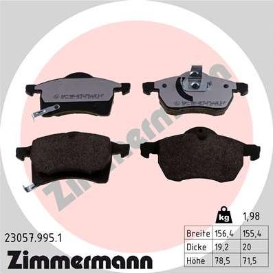 Zimmermann 23057.995.1 - Əyləc altlığı dəsti, əyləc diski furqanavto.az