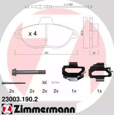 Zimmermann 23003.190.2 - Əyləc altlığı dəsti, əyləc diski furqanavto.az