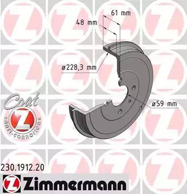 Zimmermann 230.1912.20 - Əyləc barabanı furqanavto.az