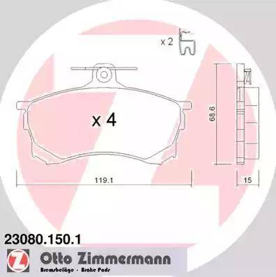 Zimmermann 23080.150.1 - Əyləc altlığı dəsti, əyləc diski furqanavto.az