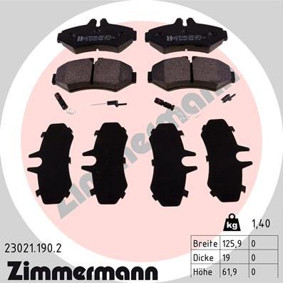 Zimmermann 23021.190.2 - Əyləc altlığı dəsti, əyləc diski furqanavto.az