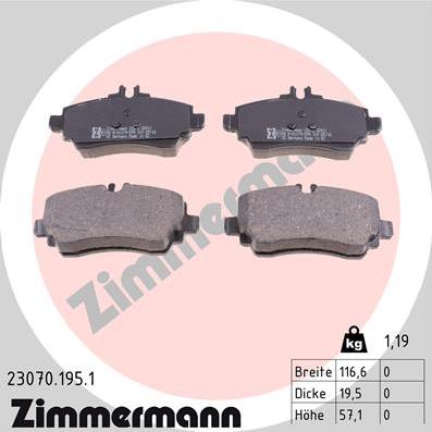 Zimmermann 23070.195.1 - Əyləc altlığı dəsti, əyləc diski furqanavto.az