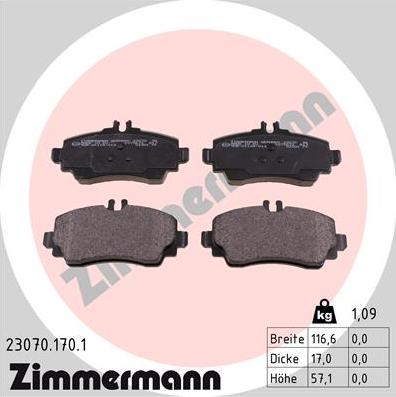 Zimmermann 23070.170.1 - Əyləc altlığı dəsti, əyləc diski www.furqanavto.az