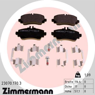 Zimmermann 23070.170.3 - Əyləc altlığı dəsti, əyləc diski furqanavto.az