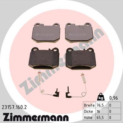 Zimmermann 23157.160.2 - Əyləc altlığı dəsti, əyləc diski furqanavto.az