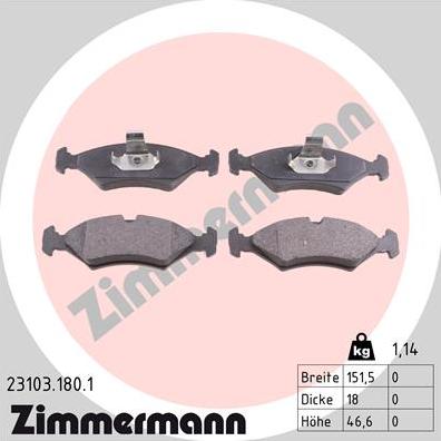 Zimmermann 23103.180.1 - Əyləc altlığı dəsti, əyləc diski furqanavto.az