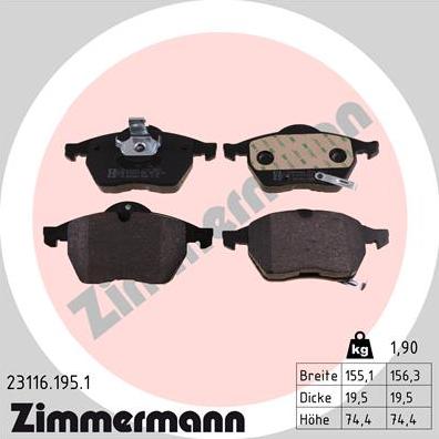 Zimmermann 23116.195.1 - Əyləc altlığı dəsti, əyləc diski furqanavto.az