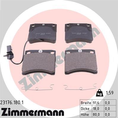 Zimmermann 23176.180.1 - Əyləc altlığı dəsti, əyləc diski furqanavto.az