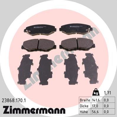 Zimmermann 23868.170.1 - Əyləc altlığı dəsti, əyləc diski furqanavto.az