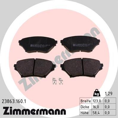 Zimmermann 23863.160.1 - Əyləc altlığı dəsti, əyləc diski furqanavto.az