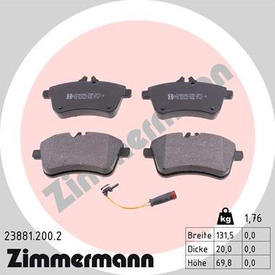 Zimmermann 23881.200.2 - Əyləc altlığı dəsti, əyləc diski furqanavto.az