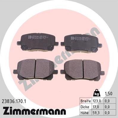 Zimmermann 23836.170.1 - Əyləc altlığı dəsti, əyləc diski furqanavto.az