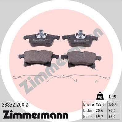 Zimmermann 23832.200.2 - Əyləc altlığı dəsti, əyləc diski furqanavto.az