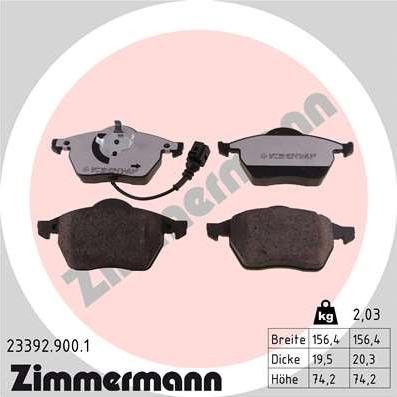 Zimmermann 23392.900.1 - Əyləc altlığı dəsti, əyləc diski furqanavto.az