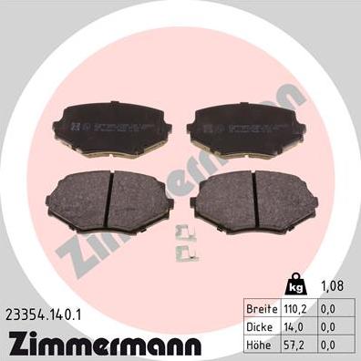 Zimmermann 23354.140.1 - Əyləc altlığı dəsti, əyləc diski furqanavto.az