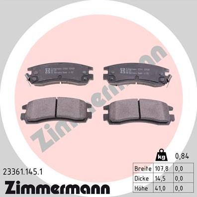 Zimmermann 23361.145.1 - Əyləc altlığı dəsti, əyləc diski furqanavto.az