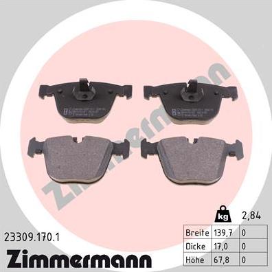 Zimmermann 23309.170.1 - Əyləc altlığı dəsti, əyləc diski furqanavto.az