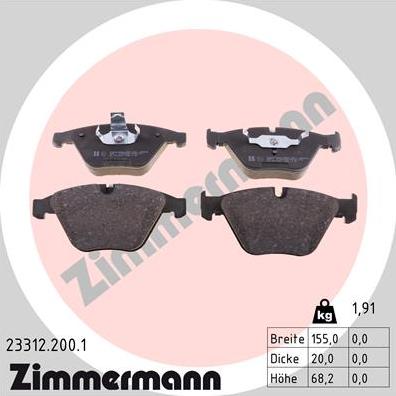 Zimmermann 23312.200.1 - Əyləc altlığı dəsti, əyləc diski furqanavto.az