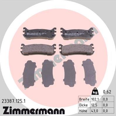 Zimmermann 23387.125.1 - Əyləc altlığı dəsti, əyləc diski furqanavto.az