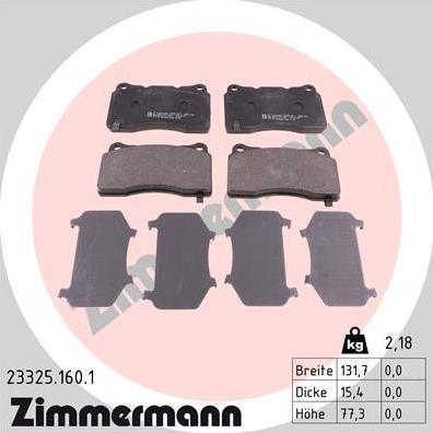 Zimmermann 23325.160.1 - Əyləc altlığı dəsti, əyləc diski furqanavto.az