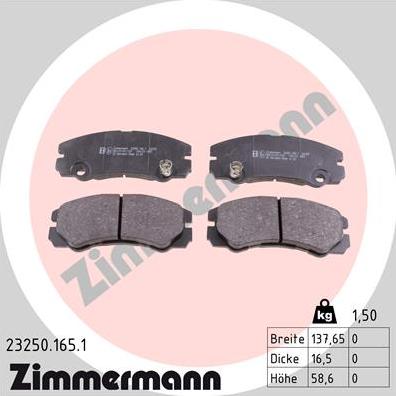 Zimmermann 23250.165.1 - Əyləc altlığı dəsti, əyləc diski furqanavto.az