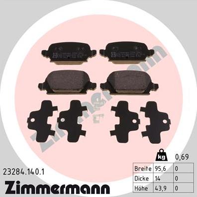 Zimmermann 23284.140.1 - Əyləc altlığı dəsti, əyləc diski furqanavto.az