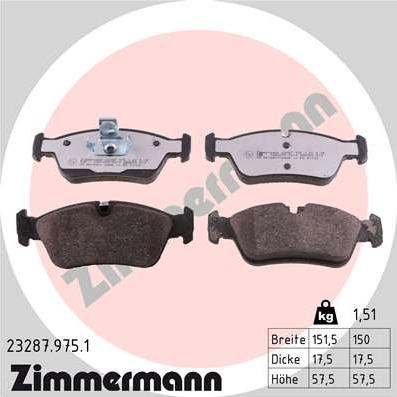 Zimmermann 23287.975.1 - Əyləc altlığı dəsti, əyləc diski furqanavto.az