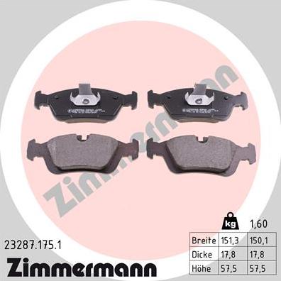 Zimmermann 23287.175.1 - Əyləc altlığı dəsti, əyləc diski www.furqanavto.az