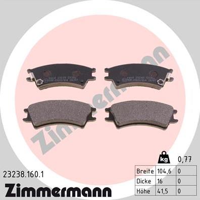 Zimmermann 23238.160.1 - Əyləc altlığı dəsti, əyləc diski furqanavto.az