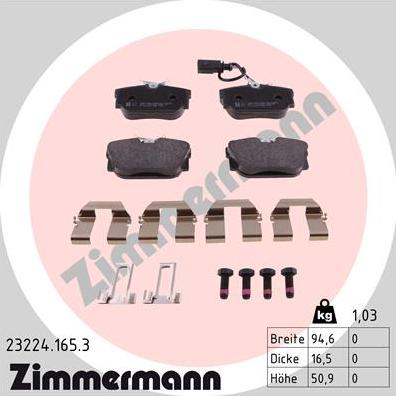 Zimmermann 23224.165.3 - Əyləc altlığı dəsti, əyləc diski furqanavto.az